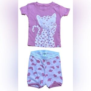 GAP Pink and White Cat Graphic Kids Pajama Set